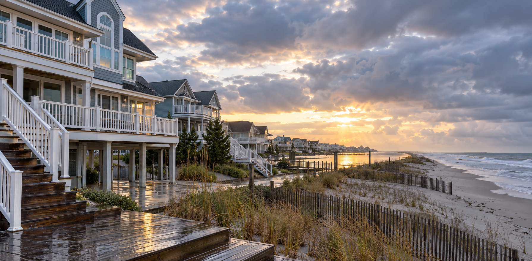 AI-generated illustration of a Sea Isle City shore property after coastal rain