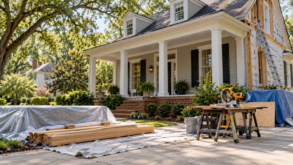 Augusta Georgia home renovation with covered building materials