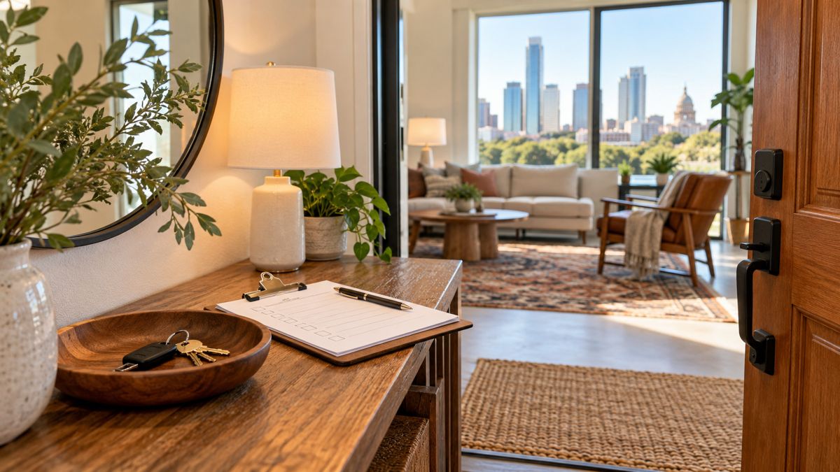 Austin Texas home entry prepared for short-term guests