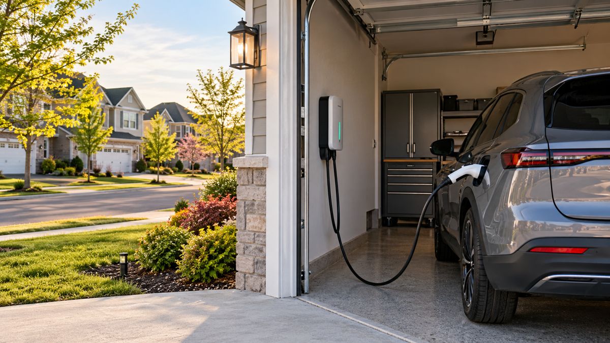 Electric vehicle charging from a wall unit in an Edison home garage