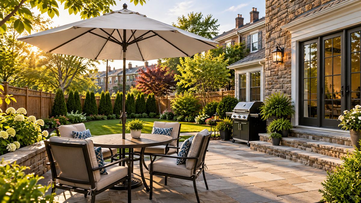 Roxborough home patio and backyard prepared for a small gathering